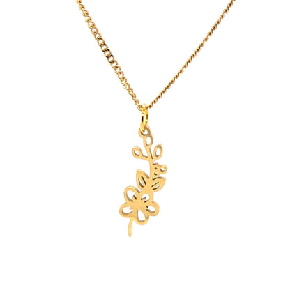 Birth Month Flower Necklace 18K Gold PVD Plated Stainless Steel