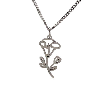 Birth Month Flower Necklace 18K Gold PVD Plated Stainless Steel