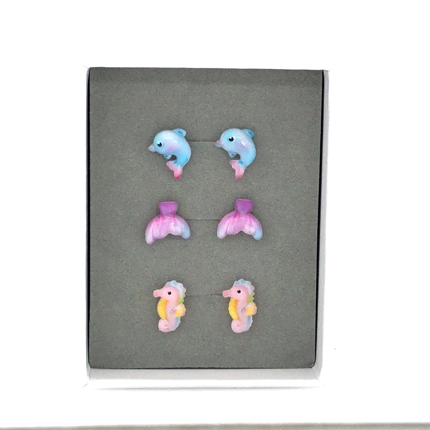 Dolphin, Mermaid Tail, Seahorse- Stud Earring Gift Set