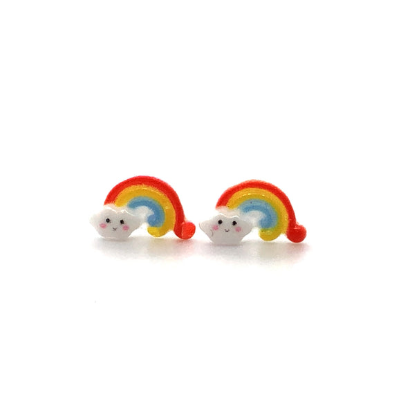 Dainty Rainbow Stud Earrings, 10mm