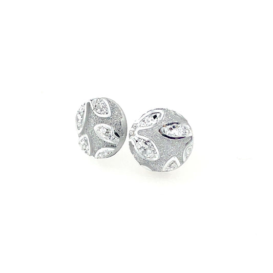 Sparkly Floral Cabochon Stud Earrings
