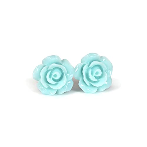 Rose Flower Earrings, 10mm