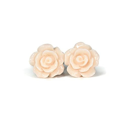 Rose Flower Earrings, 10mm