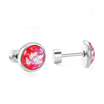 opalescent cabochon screw back earrings 