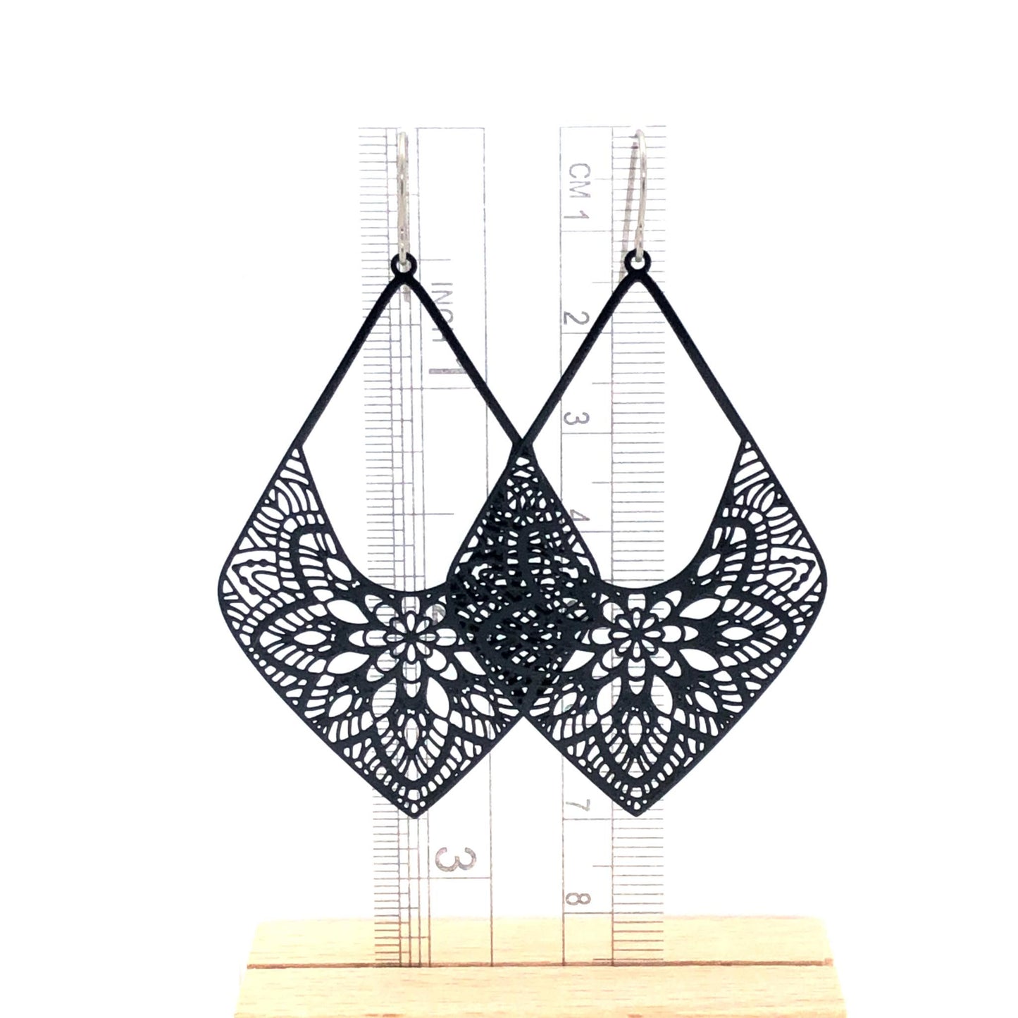 black lace dangle earrings