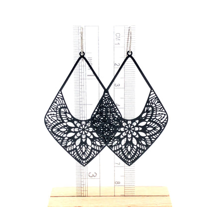 black lace dangle earrings