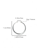 Boucles d'oreilles créoles à fermoir en titane pur, 40 mm