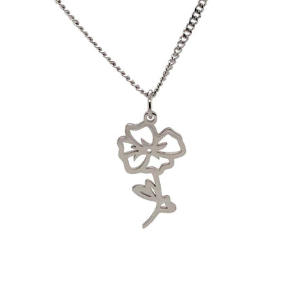 Birth Month Flower Necklace 18K Gold PVD Plated Stainless Steel