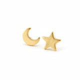 Invisible Clip On or Plastic Post Stud Look Earrings, Mismatched Moon and Stars