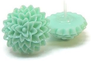 Boucles d'oreilles florales Dahlia, 12 mm Aqua