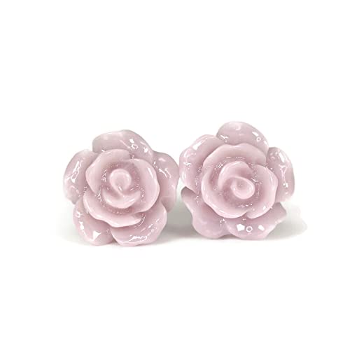 Rose Flower Earrings, 10mm