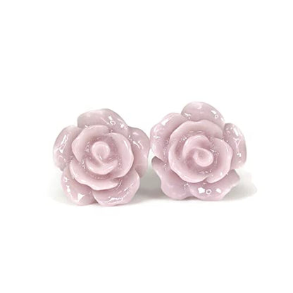 Rose Flower Earrings, 10mm