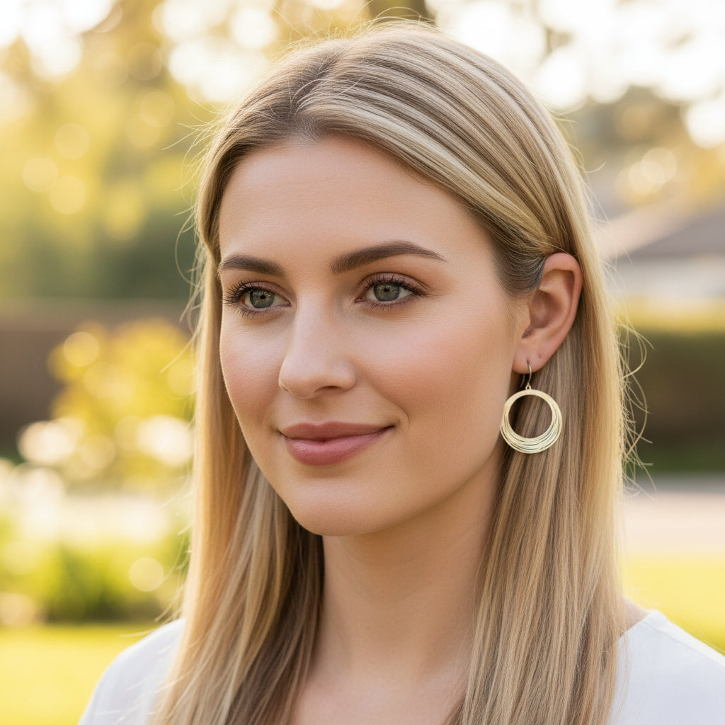 Laser Detailed Circles Dangle Earrings