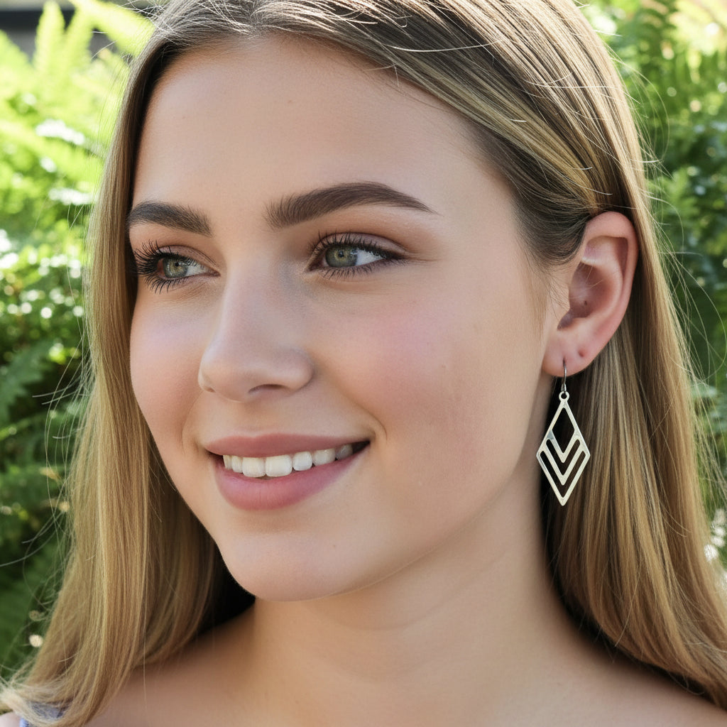 Geometric Rhombus Dangle Earrings