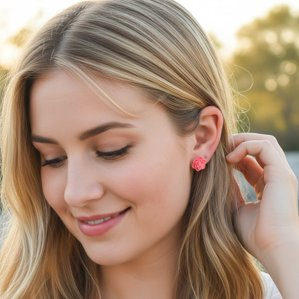 Succulent Stud Earrings, 13mm