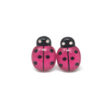Plastic Post or Invisible Clip On Metal Free Ladybug Earrings 9mm
