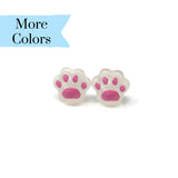 Plastic Posts or Invisible Clip On Paw Print Earrings