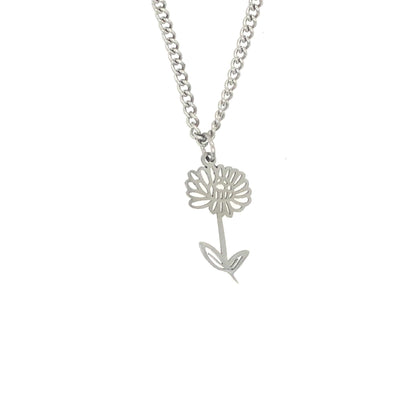 Birth Month Flower Necklace 18K Gold PVD Plated Stainless Steel
