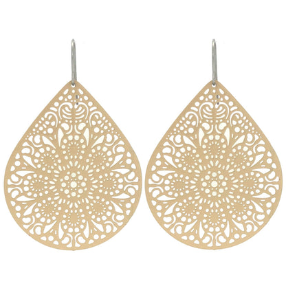 Lace Filigree Teardrop Dangle Earrings - 12 Colors