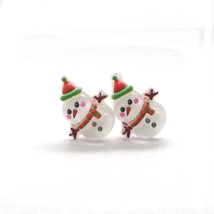 Snowman Stud Earrings, 10x12mm