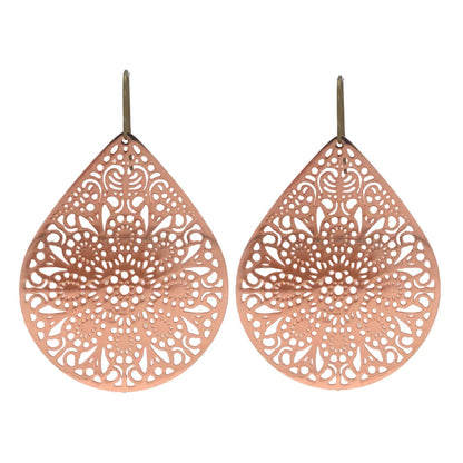Lace Filigree Teardrop Dangle Earrings - 12 Colors