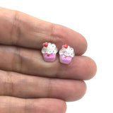 Plastic Post or Invisible Clip On Metal Free Cupcake Earrings