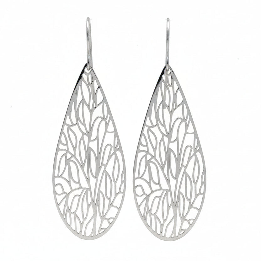 Dainty Floral Filigree Teardrop Dangle Earrings