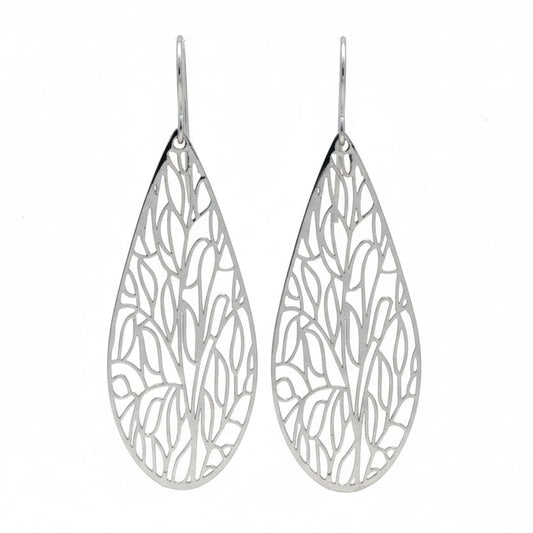 Dainty Floral Filigree Teardrop Dangle Earrings