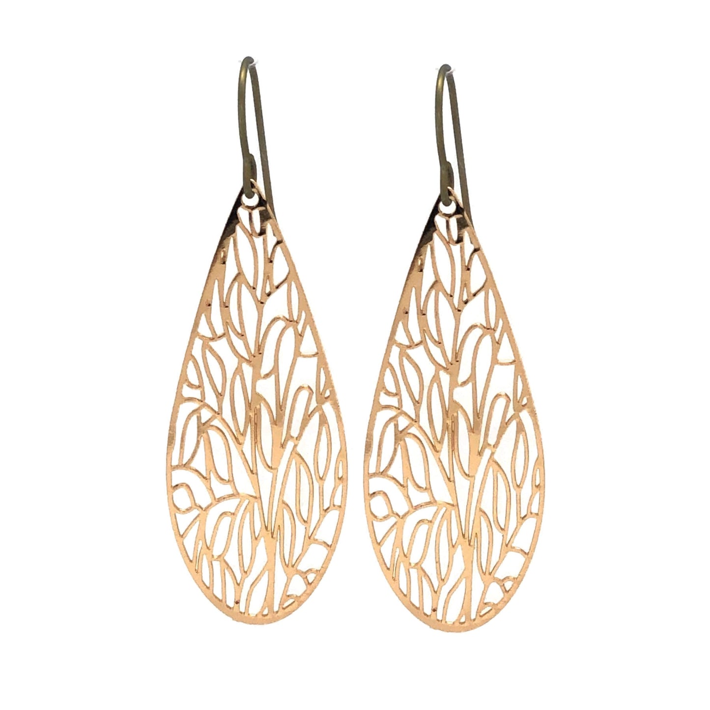 Dainty Floral Filigree Teardrop Dangle Earrings