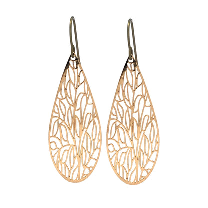 Dainty Floral Filigree Teardrop Dangle Earrings