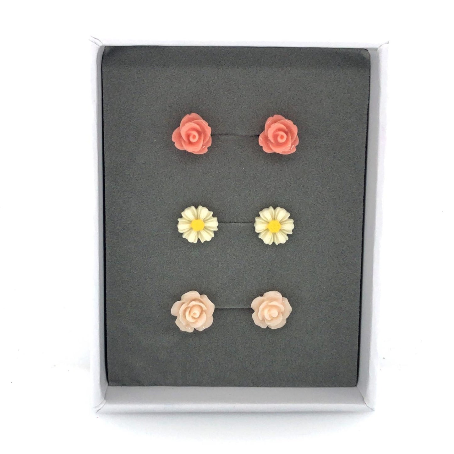 Floral Stud Earring Gift Set of Three