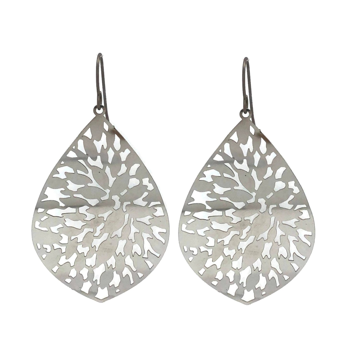 Leaf Filigree Teardrop Dangle Earrings