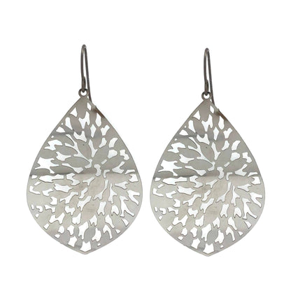 Leaf Filigree Teardrop Dangle Earrings