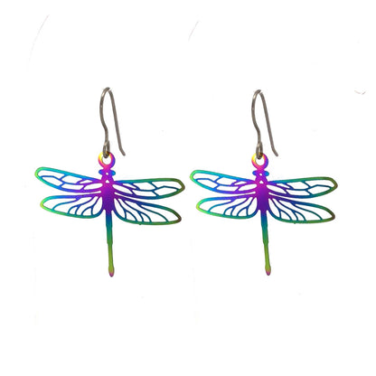 rainbow color dragonfly dangle earrings