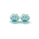 Plastic Posts or Invisible Clip On Paw Print Earrings