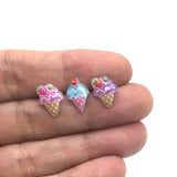 Plastic Post or Invisible Clip On Metal Free Ice Cream Cone Earrings