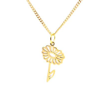 Birth Month Flower Necklace 18K Gold PVD Plated Stainless Steel