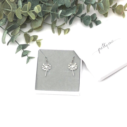 Dandelion Flower Dangle Earrings - 2 Colors