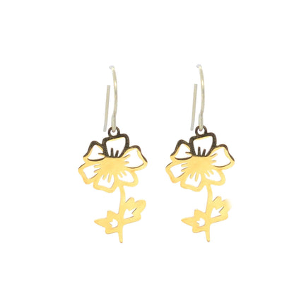 Birth Month Flower Dangle Earrings - 12 Designs