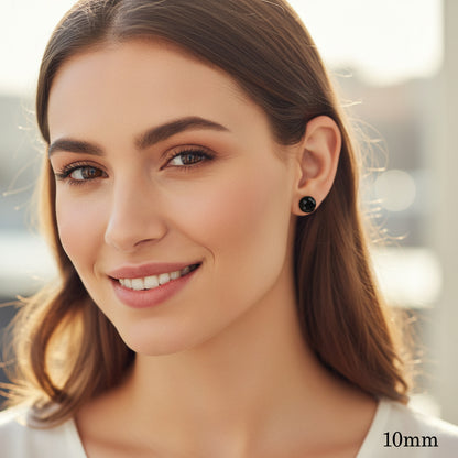 Black Agate Stone Stud Earrings