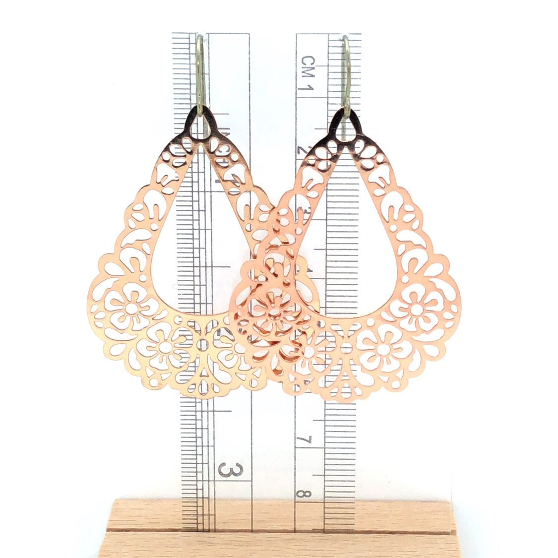 rose gold floral dangle earrings 