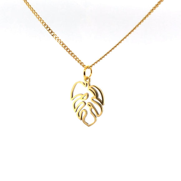 Monstera Leaf Necklace 18K Gold PVD Plated Stainless Steel