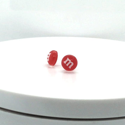 red m&m earrings