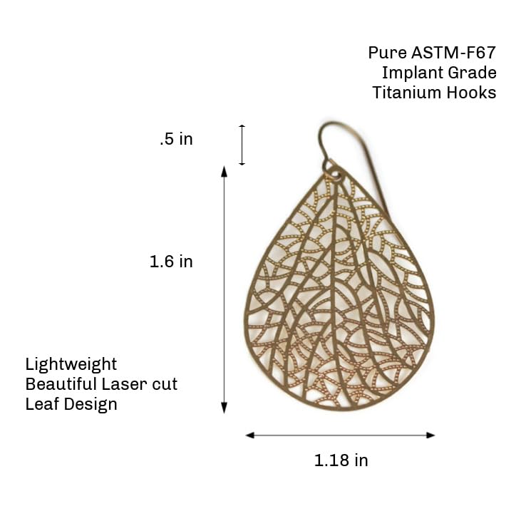 Filigree Leaf Teardrop Dangle Earrings, 16 Colors