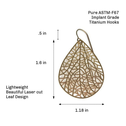 Filigree Leaf Teardrop Dangle Earrings, 16 Colors