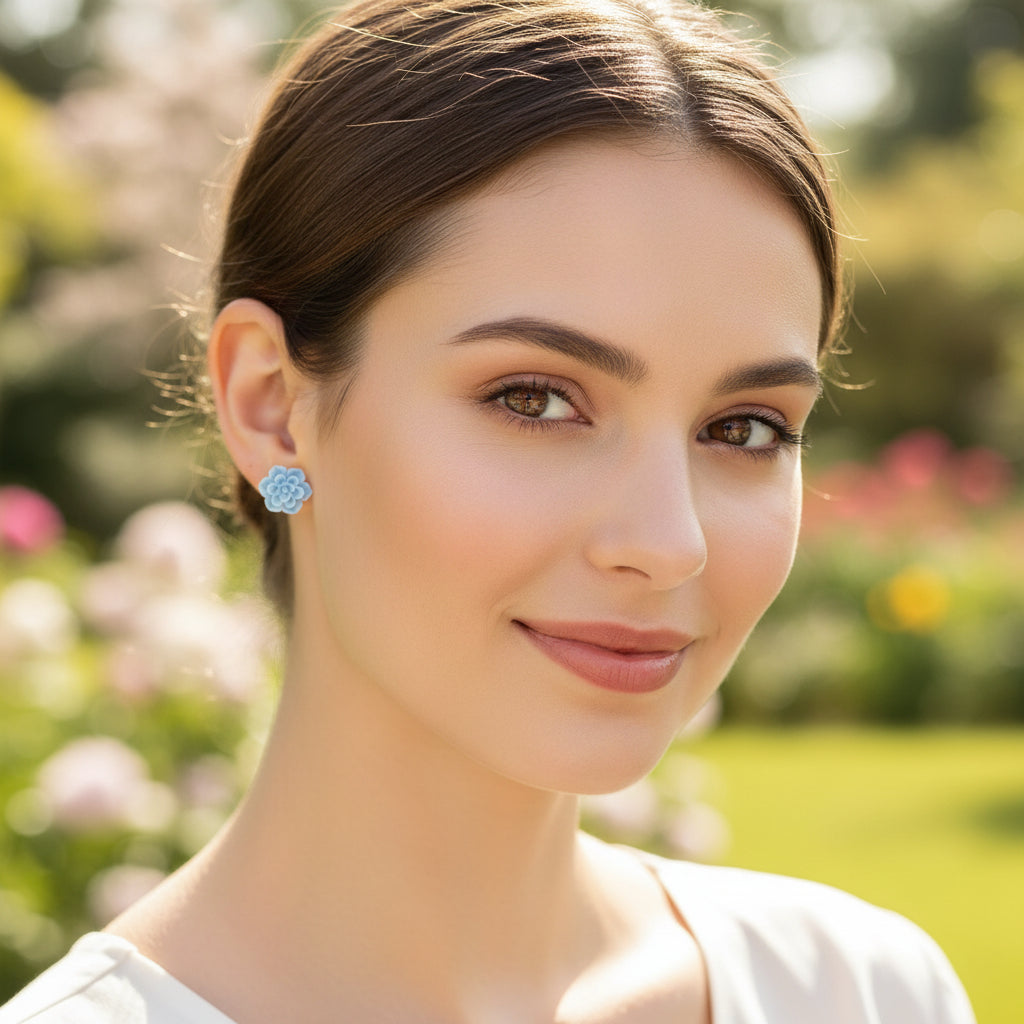 Succulent Stud Earrings, 13mm