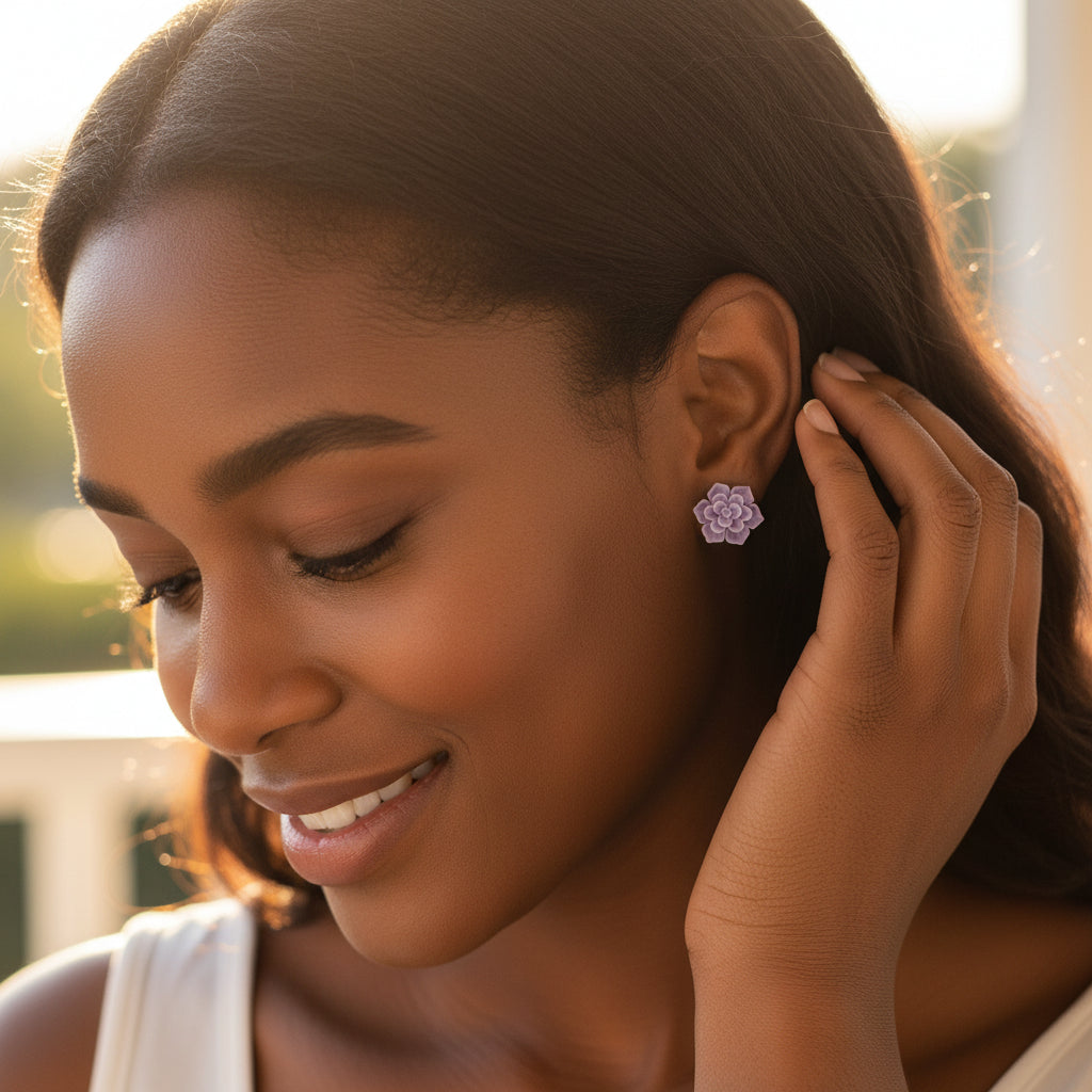 Succulent Stud Earrings, 13mm