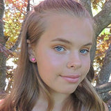 Rainbow Heart 3D Stud Earrings, 8mm