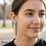 Boucles d'oreilles à tige en pierre turquoise synthétique, 8 mm, 10 mm