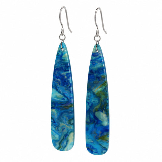 Elongated Acrylic Teardrop Dangle Earrings - 6 Colors